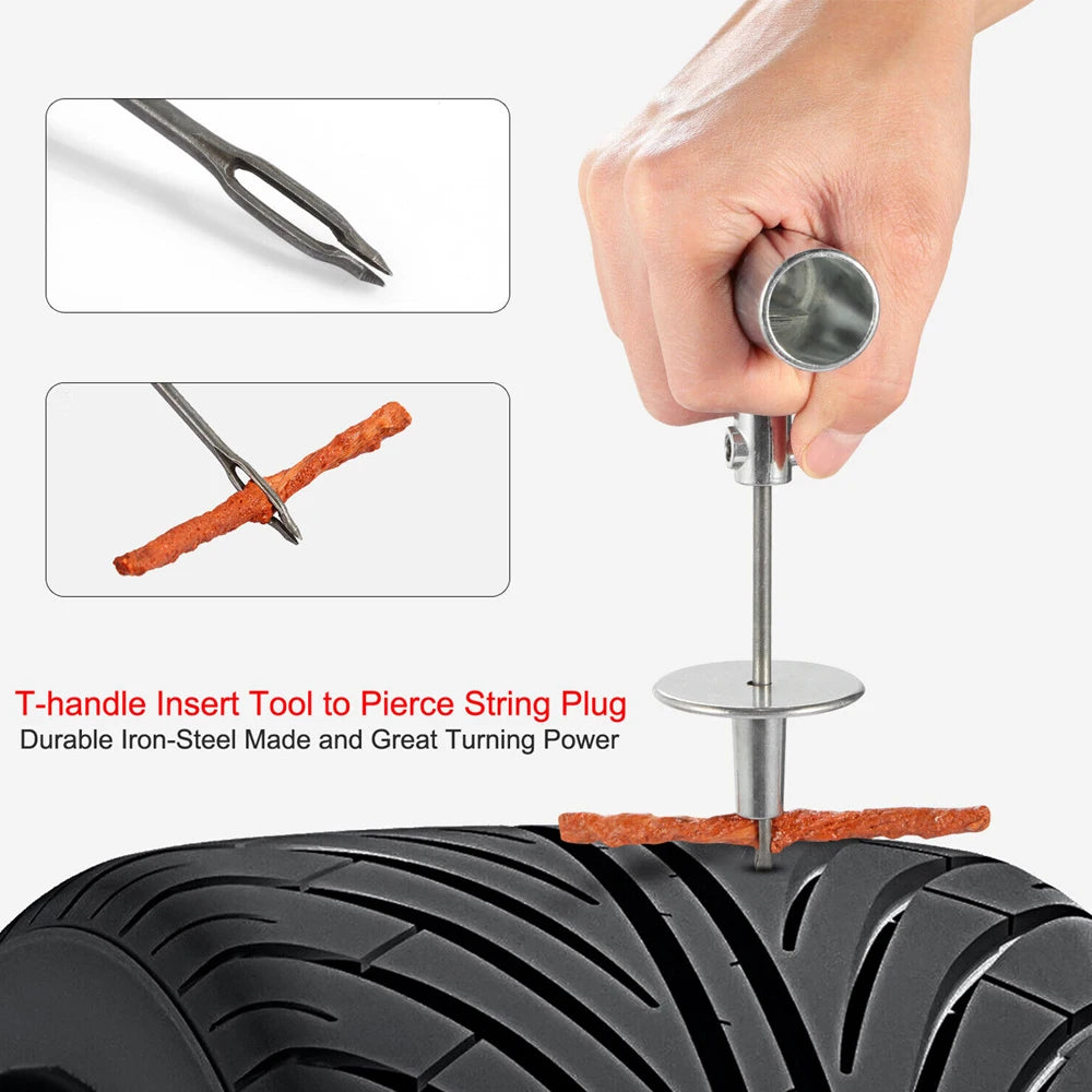 Heavy Duty 57Pcs Tire Repair Tools Kit DIY Car Van Truck ATV Motorcycle Home Plug Patch Insert Tool with Red Case