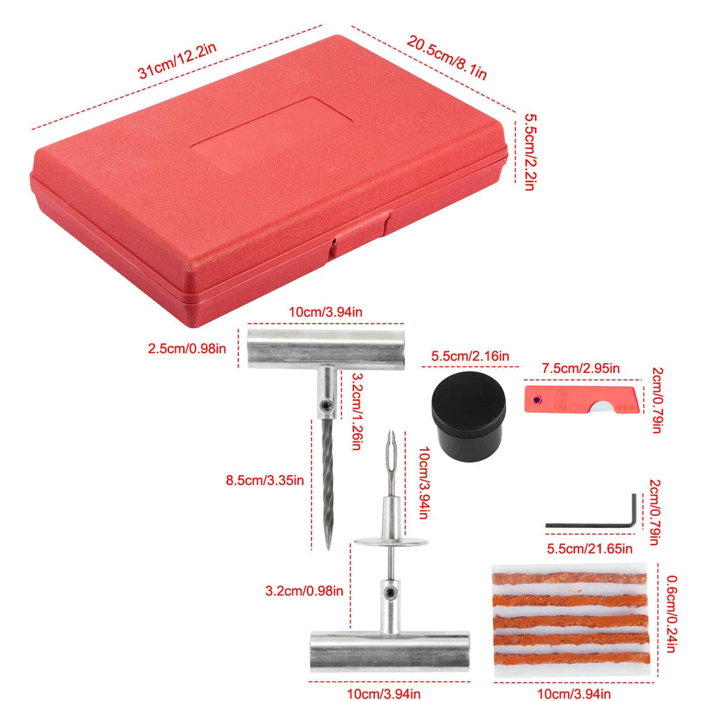 Heavy Duty 57Pcs Tire Repair Tools Kit DIY Car Van Truck ATV Motorcycle Home Plug Patch Insert Tool with Red Case