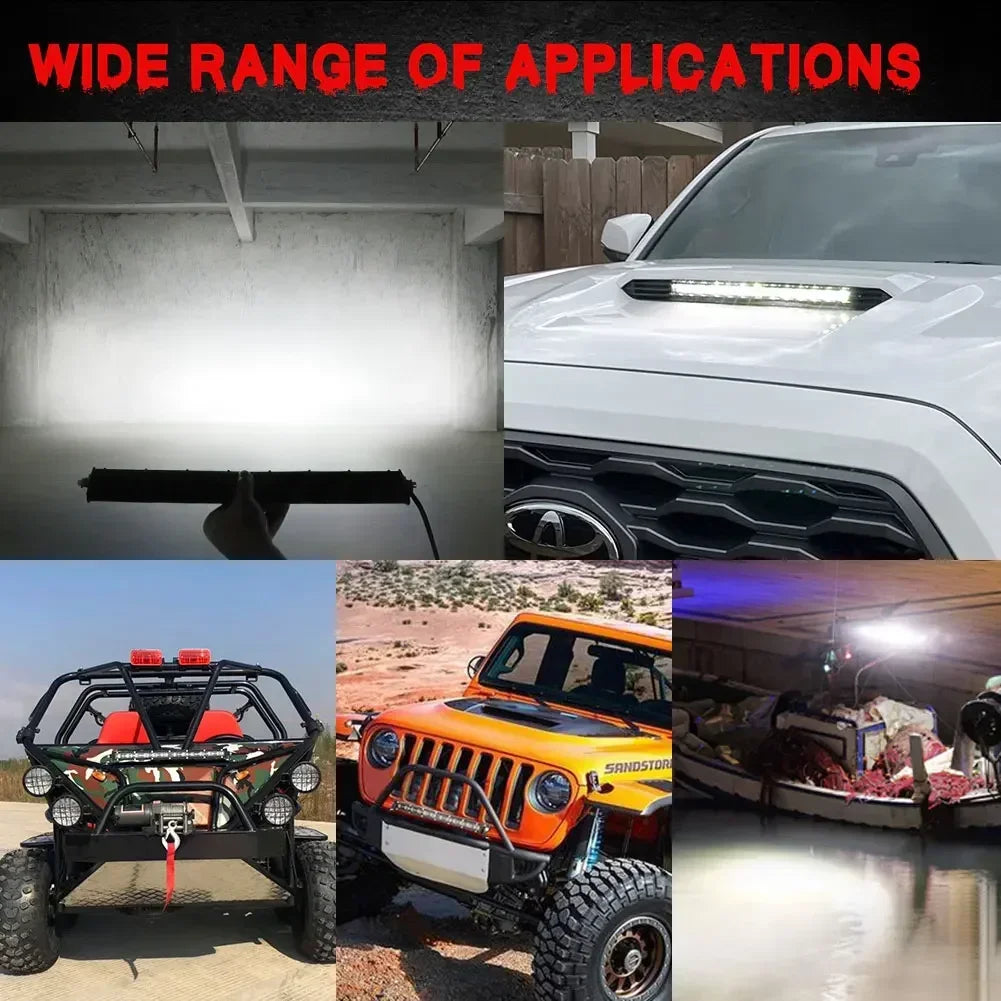 6D Ultra Strip LED Light Bar 8" 14" 20" inch Driving Fog Lamp Work Light 4x4 Led Bar for Motorcycle Car Offroad SUV ATV Tractor