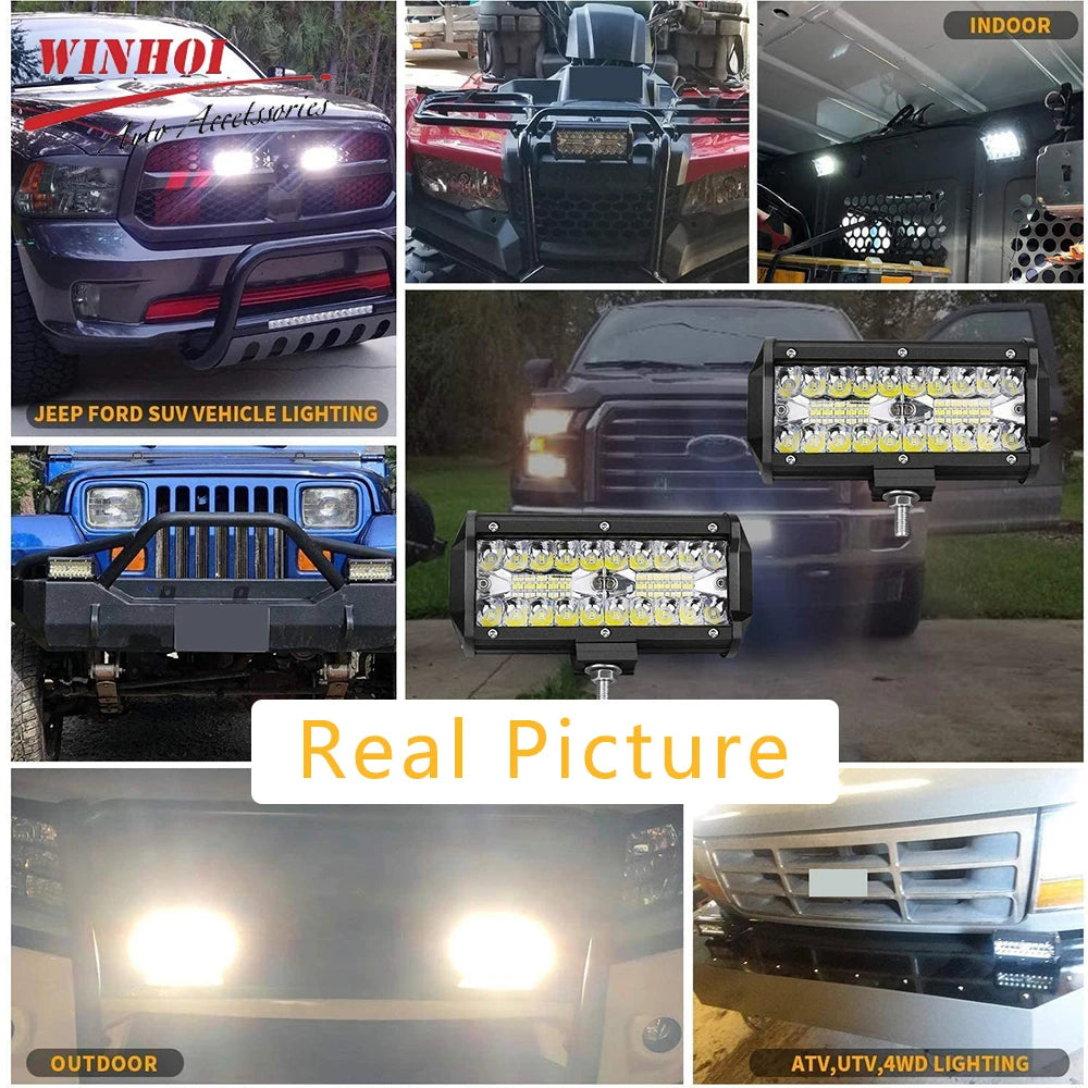 Car LED Light Bar Offroad 4x4 Spotlights Fog Lamp 12V 24V Diode Headlight Truck Farm Tractor Boat SUV ATV Light Bar/work Light