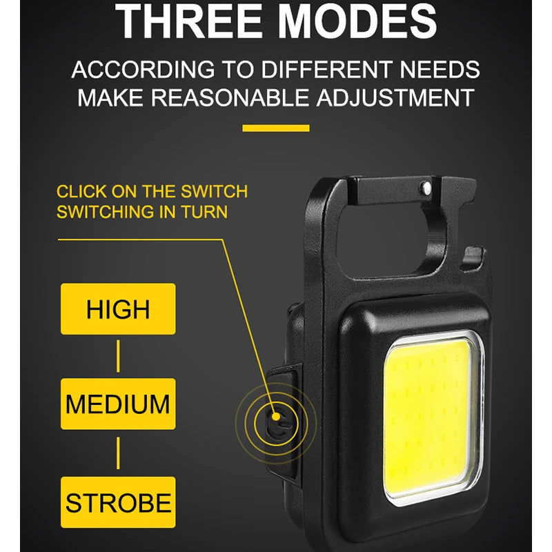 COB Flashlight Mini Protable Keychain Lamp 4 Lighting EDC Torch Outdoor Waterproof Emergency Camping Fishing Work Lights